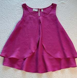 Bisou Bisou Michele Bohbot Sleeveless Layered Asymmetrical Magenta Tank Size S